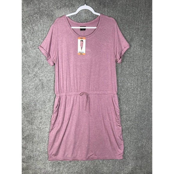 32 Degrees Cool Heather Rose Cocoa Shirt Dress Womens Size XXL Stretch Pockets - Picture 1 of 10